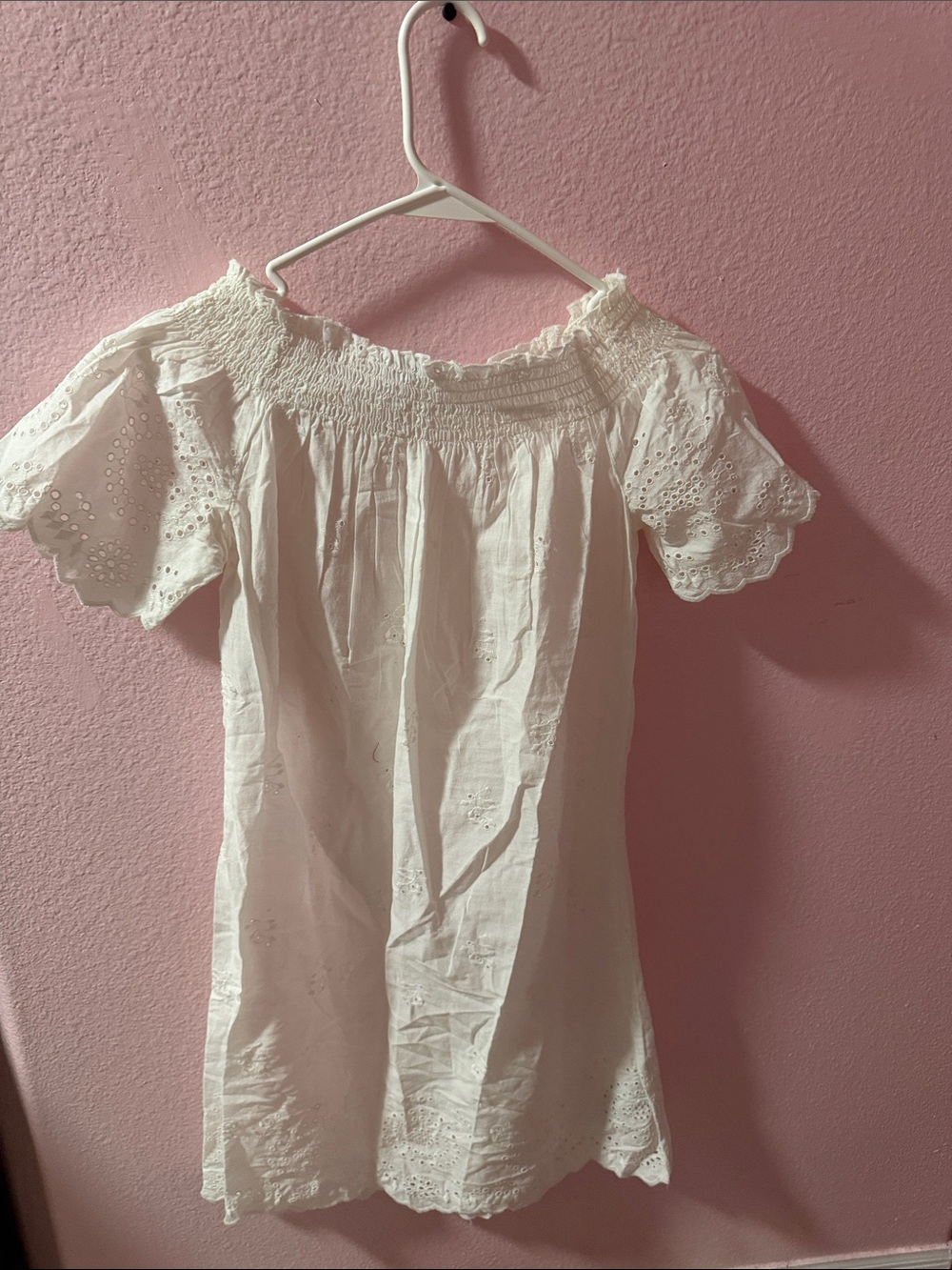 Only White Eyelet Off-Shoulder Tunic